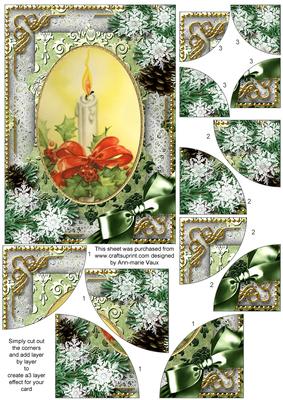 Traditional Candle Snow 7x5inch All 4 Corner Stacker