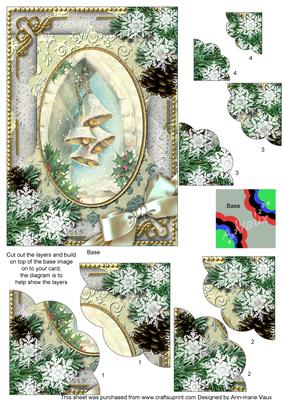 Snow Bells Snow 7x5inch Scalloped Duo Corner Stacker