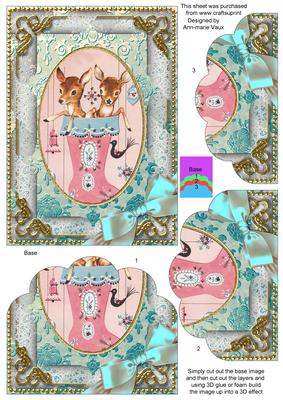 Cute Baby Reindeers Scallop Bottom 7x5inch Stacker