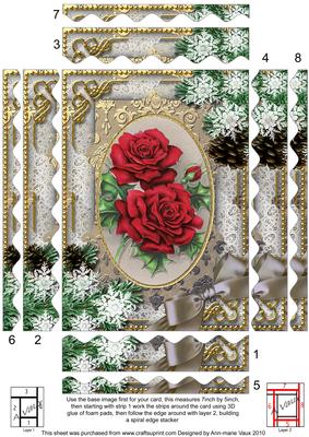 Christmas Roses Snow 7x5in Spiral Wavy Edge Stacker