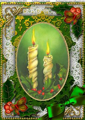 Christmas Candle Duo Holly A4 Picture Sheet