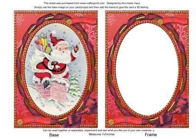 Chimney Santa 7x5inch Picture Card Front and Frame