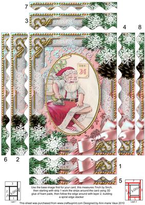 Santa Getting Ready Snow 7x5in Spiral Wavy Edge Stacker