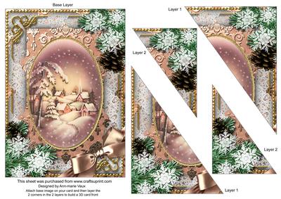 Snowy Village Snow 7x5inch Triangle Duo Corner Stacker