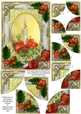 Traditional Candle Holly 7x5inch All 4 Corner Stacker