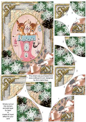 Cute Baby Reindeer Snow 7x5inch All 4 Corner Stacker