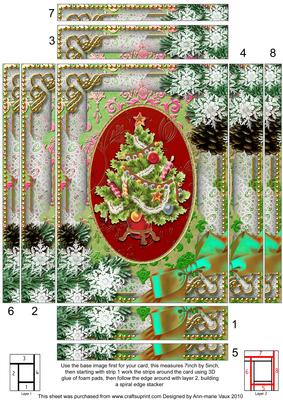 Elegant Tree Snow Spiral Edge Stacker 7x5in Card Front