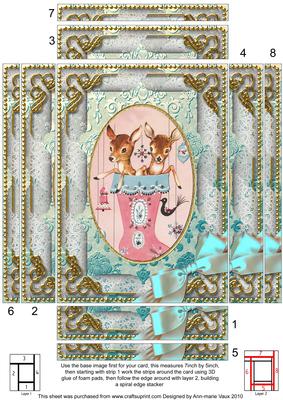 Cute Baby Reindeer Spiral Edge Stacker 7x5in Card Front
