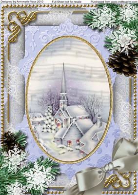 Blue Church Snow A4 Picture Sheet