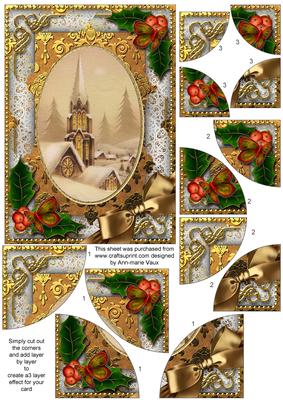 Steeple Holly 7x5inch All 4 Corner Stacker Card Front