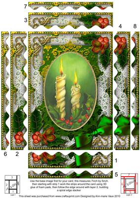 Candle Duo Holly 7x5in Spiral Wavy Edge Stacker