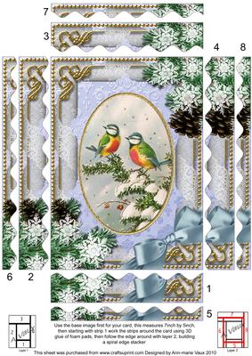 Christmas Blue Tits Snow 7x5in Spiral Wavy Edge Stacker