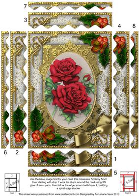 Christmas Roses Holly 7x5in Spiral Wavy Edge Stacker
