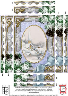 Snowy Church Snow 7x5in Spiral Wavy Edge Stacker