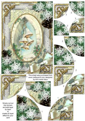 Snow Bells Snow 7x5inch All 4 Corner Stacker Card Front
