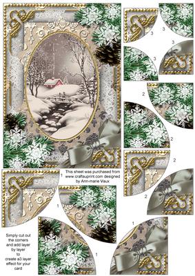 Winter Walk Snow 7x5inch All 4 Corner Stacker Card Front