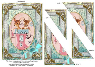 Cute Baby Reindeer 7x5inch Triangle Duo Corner Stacker