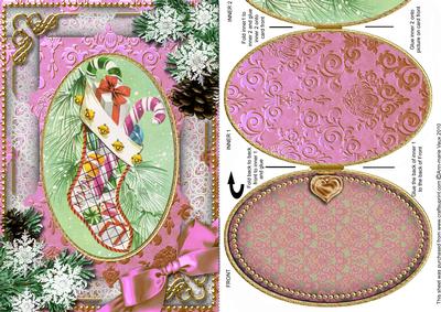 Christmas Stocking Snow A5 Locket Card Front