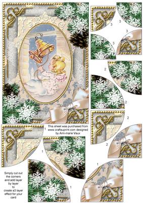 Bell Angel Snow 7x5inch All 4 Corner Stacker Card Front