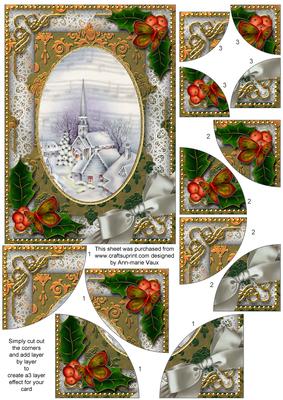 Blue Church Holly 7x5inch All 4 Corner Stacker Card Front