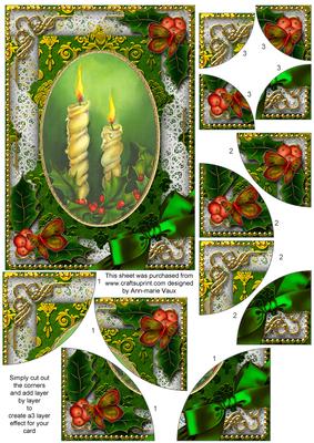 Candle Duo Holly 7x5inch All 4 Corner Stacker Card Front