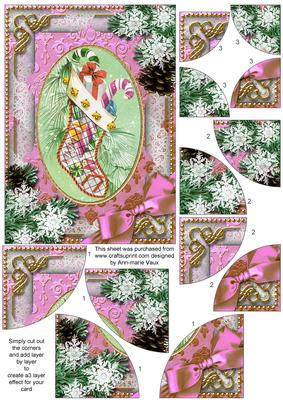 Christmas Stocking Snow 7x5 All 4 Corner Stacker Card Front