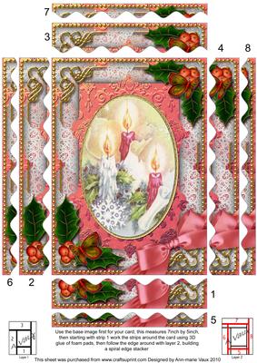Candle Trio Holly 7x5in Spiral Wavy Edge Stacker