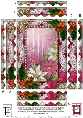 Pink Poinsettia Holly 7x5in Spiral Wavy Edge Stacker