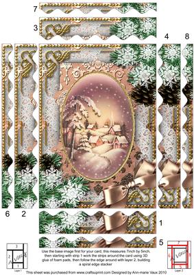 Snowy Village Snow 7x5in Spiral Wavy Edge Stacker