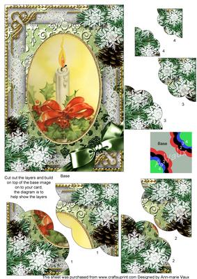 Traditional Candle Snow 7x5inch Scalloped Duo Corner Stacker