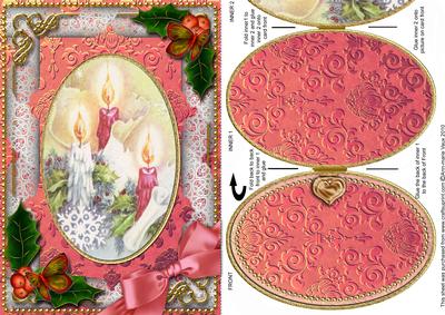 Candle Trio Holly A5 Locket Card Front