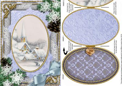 Snowy Church Snow A5 Locket Card Front