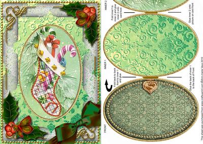 Christmas Stocking Holly A5 Locket Card Front
