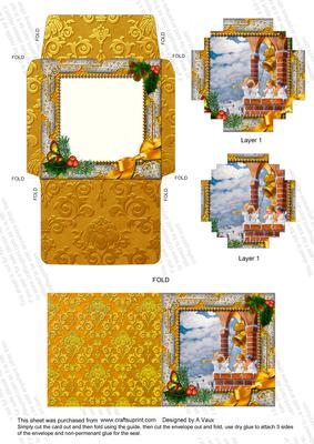Angel Bell Pulling Holly 3in Mini Card Block Stacker Aio