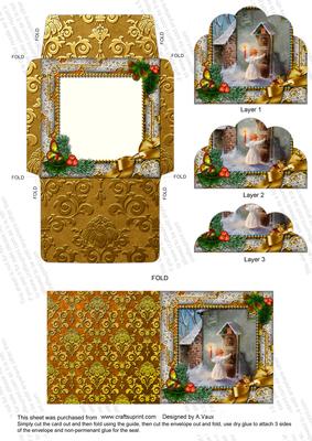 Choirboy Knocking Holly Card Set Scallop Bottom Stacker Aio