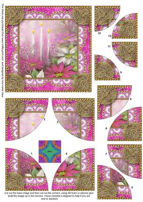 Pink Poinsettias All 4 Rounded Corner Card Front