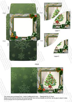 The Tree Holly Card Envelope Duo Corner Stacker Aio