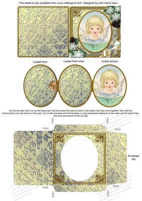 Angel Girl Snow Mini Locket Card Envelope All in One