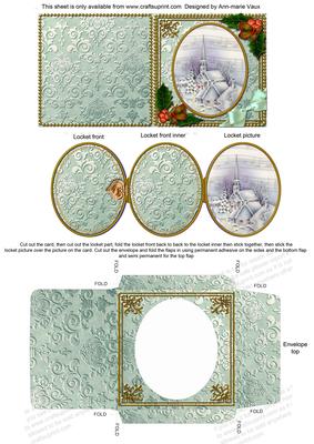 Blue Church Holly Mini Locket Card Envelope All in One