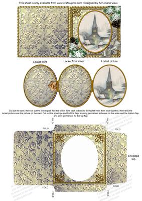 Church Lights on Snow Mini Locket Card Envelope All in One