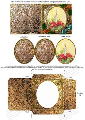 Traditional Candle Holly Mini Locket Card Envelope All in 1