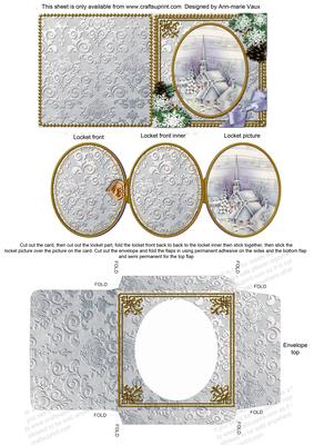Blue Church Snow Mini Locket Card Envelope All in 1