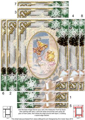Bell Angel Snow Spiral Edge Stacker 7x5in Card Front