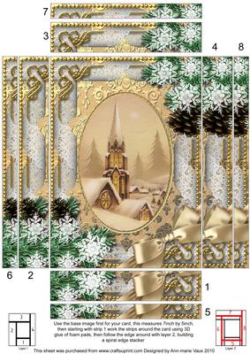 Steeple Snow Spiral Edge Stacker 7x5in Card Front