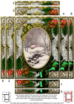 Winter Walk Holly Spiral Edge Stacker 7x5in Card Front