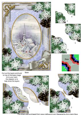 Blue Church Snow 7x5inch Scalloped Duo Corner Stacker