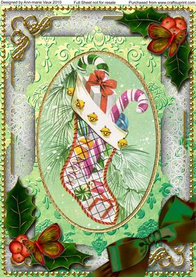 Christmas Stocking Holly A4 Picture Sheet