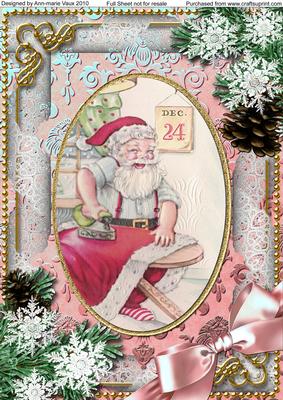 Santa Getting Ready Snow A4 Picture Sheet