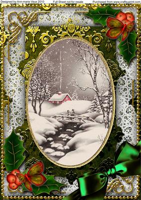 Winter Walk Holly Snow A4 Picture Sheet