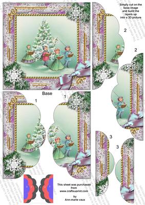 Carol Singers Snow 5in Side by Side Round Scallop Stacker